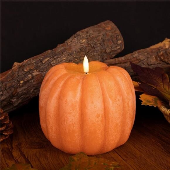 Fall Decorations for Home - Fall Decor - Flickering Flameless Wax Pumpkin LED - Picture 6 of 7